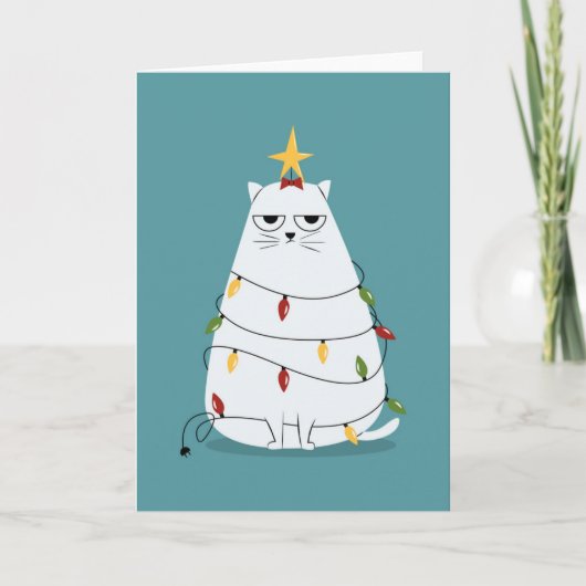 Cartes Pour Fêtes Annuelles Chat de Noël grincheux (Devant)