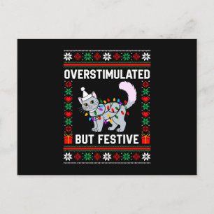 Cartes Pour Fêtes Annuelles Chat de Noël laid surexcité mais festif