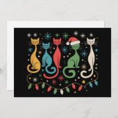Cartes Pour Fêtes Annuelles Chat de Noël Look Mid Century Modern Rétro 50s 60s (Devant / Derrière)