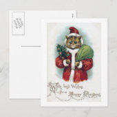 Cartes Pour Fêtes Annuelles Chat de Noël, Louis Wain (Devant / Derrière)