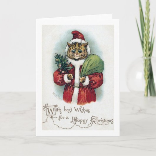 Cartes Pour Fêtes Annuelles Chat de Noël, Louis Wain (Devant)