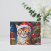 Cartes Pour Fêtes Annuelles Chat de Noël mignon, Ornements (Debout devant)