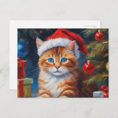 Cartes Pour Fêtes Annuelles Chat de Noël mignon, Ornements (Devant / Derrière)
