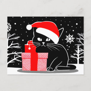 Cartes Pour Fêtes Annuelles Chat de Noël noir