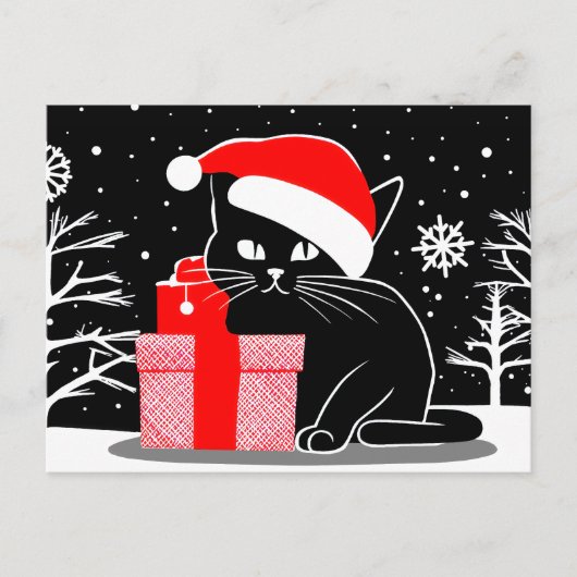 Cartes Pour Fêtes Annuelles Chat de Noël noir (Devant)