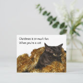 Cartes Pour Fêtes Annuelles Chat de Noël noir (Debout devant)