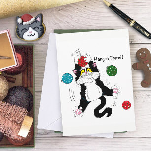 Cartes Pour Fêtes Annuelles Chat de Noël noir blanc Tuxedo