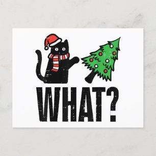Cartes Pour Fêtes Annuelles Chat de Noël renversant l'arbre de Noël Drôle