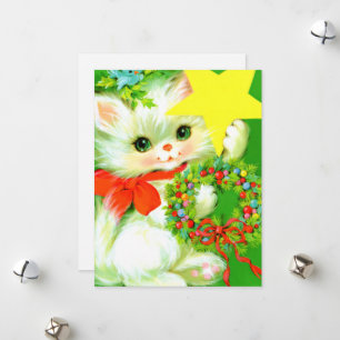 Cartes Pour Fêtes Annuelles chat de Noël rétro
