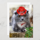 Cartes Pour Fêtes Annuelles Chat de Noël Scottish Fold (Devant / Derrière)
