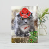 Cartes Pour Fêtes Annuelles Chat de Noël Scottish Fold (Debout devant)