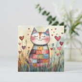 Cartes Pour Fêtes Annuelles Chat de patchwork pour la Saint-Valentin (Debout devant)