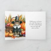 Cartes Pour Fêtes Annuelles Chat de Pèlerin de Thanksgiving (Intérieur)