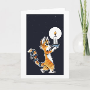 Cartes Pour Fêtes Annuelles Chat de vacances à la bougie