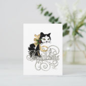 Cartes Pour Fêtes Annuelles Chat de vacances noir et blanc (Debout devant)