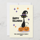 Cartes Pour Fêtes Annuelles Chat d'Halloween atomique de milieu de siècle (Devant)