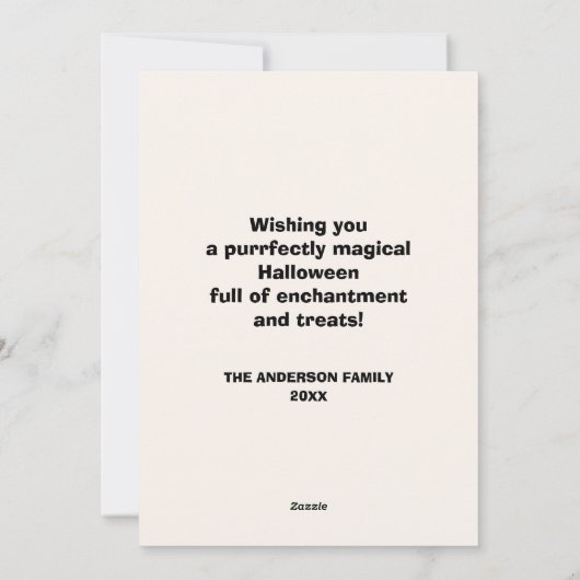 Cartes Pour Fêtes Annuelles Chat d'Halloween atomique de milieu de siècle (Dos)