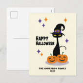 Cartes Pour Fêtes Annuelles Chat d'Halloween atomique du milieu du siècle (Devant / Derrière)