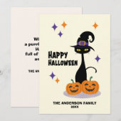 Cartes Pour Fêtes Annuelles Chat d'Halloween atomique du milieu du siècle (Devant / Derrière)