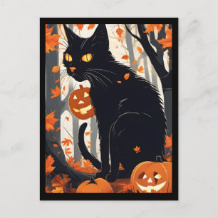 Cartes Pour Fêtes Annuelles Chat d'Halloween et citrouilles