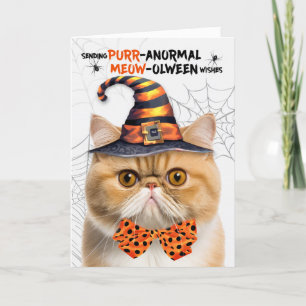 Cartes Pour Fêtes Annuelles Chat d'Halloween exotique orange PURRanormal MEOWo