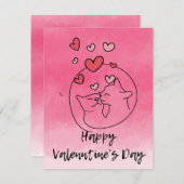 Cartes Pour Fêtes Annuelles Chat doux Saint Valentin (Devant / Derrière)