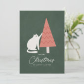 Cartes Pour Fêtes Annuelles Chat drôle avec arbre Joyeux voeux de Noël (Debout devant)