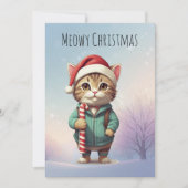 Cartes Pour Fêtes Annuelles Chat drôle de Noël Meowy personnalisé (Devant)