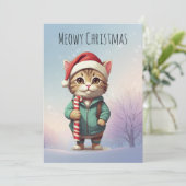 Cartes Pour Fêtes Annuelles Chat drôle de Noël Meowy personnalisé (Debout devant)