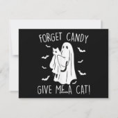 Cartes Pour Fêtes Annuelles Chat drôle d'Halloween Fantôme de chat oublie bonb (Dos)