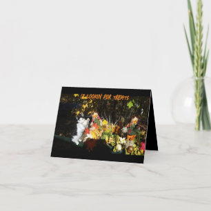 Cartes Pour Fêtes Annuelles Chat drôle en feuillage d'automne Joyeux Halloween