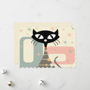 Cartes Pour Fêtes Annuelles Chat Du Milieu Du Siècle Moderne