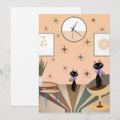 Cartes Pour Fêtes Annuelles Chat Du Milieu Du Siècle Moderne (Devant / Derrière)