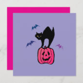 Cartes Pour Fêtes Annuelles Chat effrayant Halloween Citrouille Pop Art (Devant / Derrière)