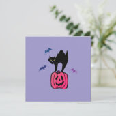 Cartes Pour Fêtes Annuelles Chat effrayant Halloween Citrouille Pop Art (Debout devant)