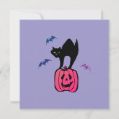 Cartes Pour Fêtes Annuelles Chat effrayant Halloween Citrouille Pop Art (Devant)
