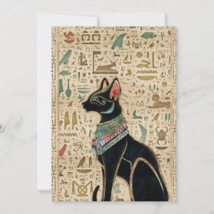 Cartes Pour Fêtes Annuelles Chat égyptien - Bastet sur le papyrus