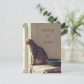 Cartes Pour Fêtes Annuelles Chat En Attente De Père Noël (Debout devant)