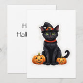 Cartes Pour Fêtes Annuelles Chat En Costume De Sorcière (Devant / Derrière)