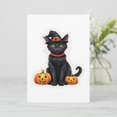 Cartes Pour Fêtes Annuelles Chat En Costume De Sorcière (Debout devant)