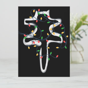 Cartes Pour Fêtes Annuelles Chat enveloppé dans les lumières de Noël Noël drôl
