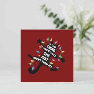 Cartes Pour Fêtes Annuelles Chat enveloppé de lumières de Noël Amateur de chat
