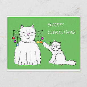 Cartes Pour Fêtes Annuelles Chat et chaton Jouer avec des Baubles de Noël