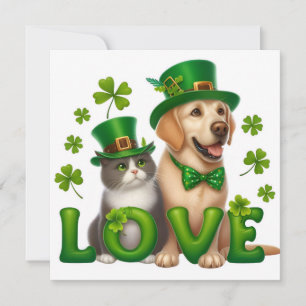 Cartes Pour Fêtes Annuelles chat et chien de la Saint-Patrick