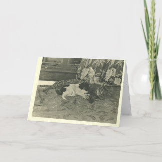 Cartes Pour Fêtes Annuelles Chat et chien se blottissant ensemble