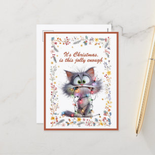 Cartes Pour Fêtes Annuelles Chat et lumières C'est Noël Est-ce assez joyeux