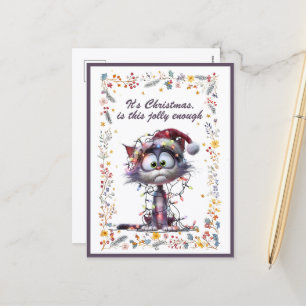 Cartes Pour Fêtes Annuelles Chat et lumières C'est Noël Est-ce assez joyeux