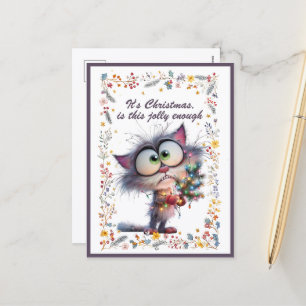 Cartes Pour Fêtes Annuelles Chat et lumières C'est Noël Est-ce assez joyeux