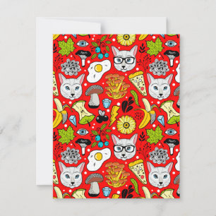 Cartes Pour Fêtes Annuelles Chat et oeuf sur le rouge