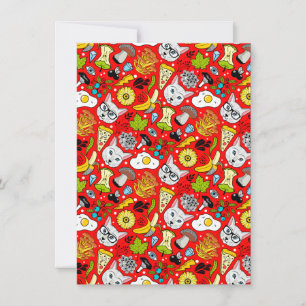 Cartes Pour Fêtes Annuelles Chat et oeuf sur le rouge